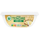 Beurre tendre à tartiner demi-sel 80% de matière grasse  barquette de250g