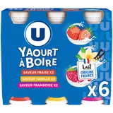 Yaourts à boire 3 parfums fraise vanille framboise  6x180g