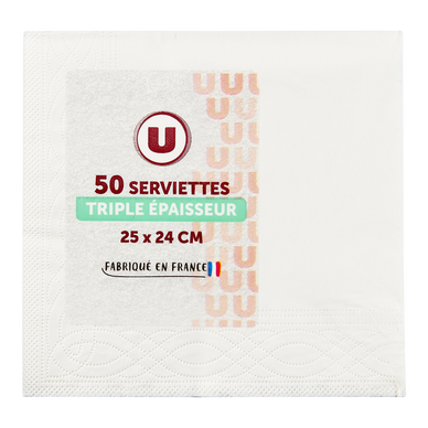 Serviette cocktail 25x24cm blanc x50