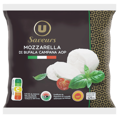 Mozzarella di bufala Campana DOP au lait pasteurisé 25% de MG, 125g