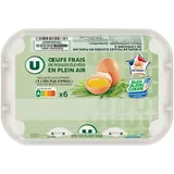 Oeufs poules plein air calibre mixte U boîte x6