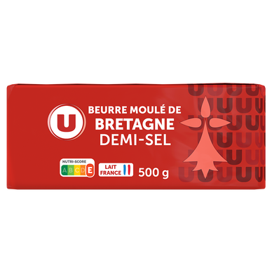 Beurre moulé demi-sel 80%MG, plaquette de 500g