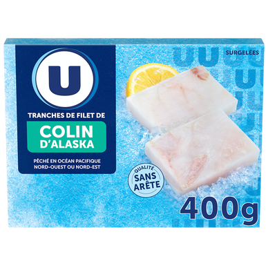 Tranches de filet de colin nature d'Alaska MSC  4x100g
