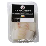 Dos de Cabillaud  Gadus macrocepahlus, pêché en Océan Pacifique,2 pièces, barquette 200g