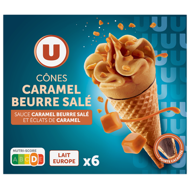 Cônes glacés caramel beurre salé  x6