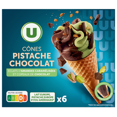 Cônes glacés chocolat pistache  x6
