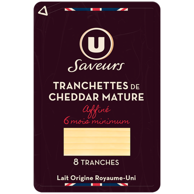 Cheddar mature affiné 6 mois minimum 34%MG - 8 tranches, 150g