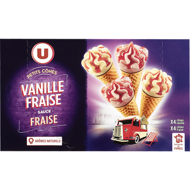Petits cônes glacés vanille-fraise - X8 344G
