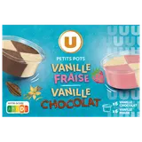 Petits pots crème glacée vanille fraise & vanille chocolat U x12, 342g