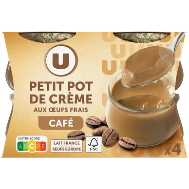 Desserts lactés à la crème aux oeufs frais saveur café  4x100g
