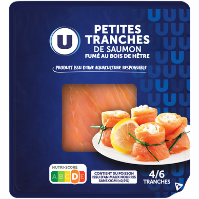 Saumon fumé Atlantique,  4 à 6 petites tranches, 150g