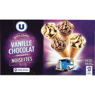 Mini cônes glacés vanille-chocolat  x8