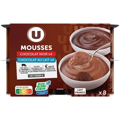 Mousse chocolat au lait et chocolat noir panachée  8x60g