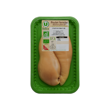 Filet de poulet fermier jaune bio,  France, 2 pièces