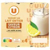 Yaourt au lait entier citron pot verre 4x125g