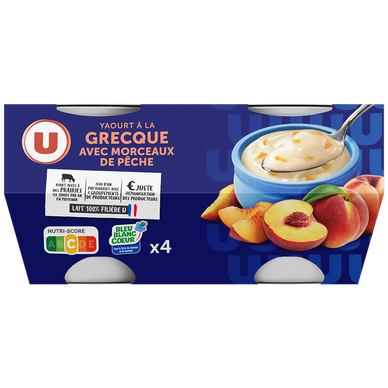 Yaourt à la grecque avec morceaux de pêche 4x150g