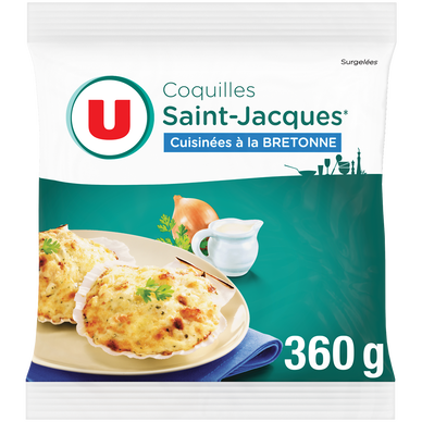 Coquilles St Jacques MSC 30% noix cuisinées à la bretonne  x4  -  360g