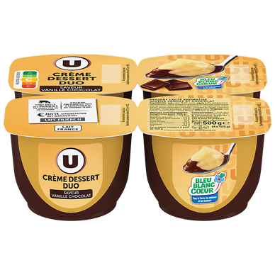 Crème dessert duo saveur vanille chocolat 4x125g