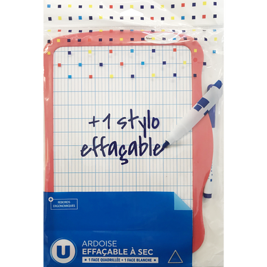 Ardoise effaçable double face plastique