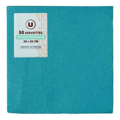 Serviette bleu canard x50 - 38x38cm
