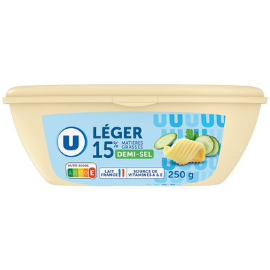 Matière grasse laitière légère 1/2 sel 15%MG, barquette de 250g
