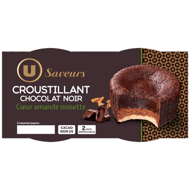 Croustillant au chocolat noir et coeur amandes noisettes, 2x80g