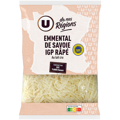 Emmental de Savoie rapé IGP lait cru  31%MG, 140g