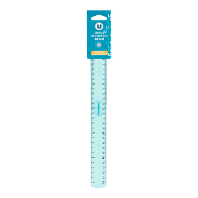 Règle triple décimètre 30 cm plastique incassable - graduation gravée
