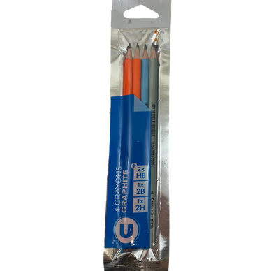 Crayon graphite plastique pack mixte x4