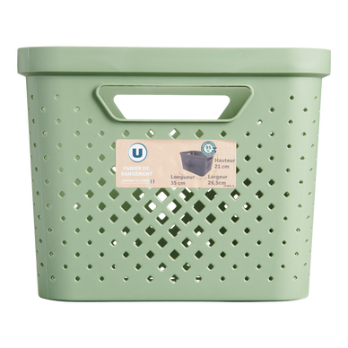 Panier de rangement plastique vert - 16L