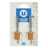 Bouchon verseur en inox et liège x2