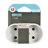 Biplite façade plastique recyclé 2x16A blanc