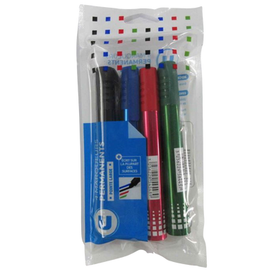 Marqueur permanent large x4 assortis