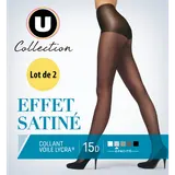 Lot de 2 collants voile lycra satine 15 deniers