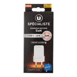 Chargeur secteur nano Spécialiste GaN 30W blanc