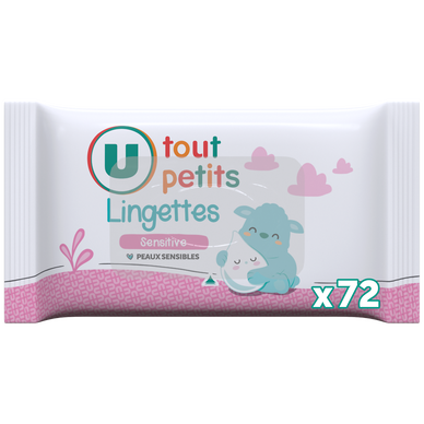 Lingettes bébé sensitive U TOUT PETITS x72