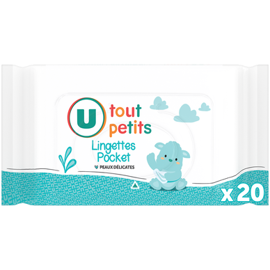 Lingettes bébé U TOUT PETIT POCKET x20