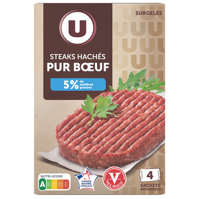 Steak haché pur boeuf 5% U 4x100g