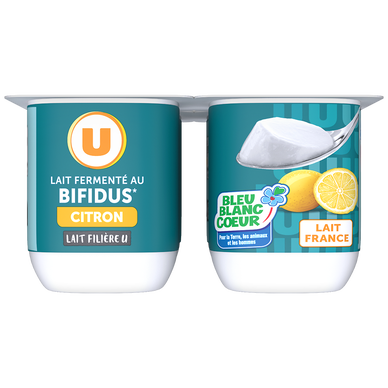 Lait fermenté au bifidus sucré saveur citron  4x125g