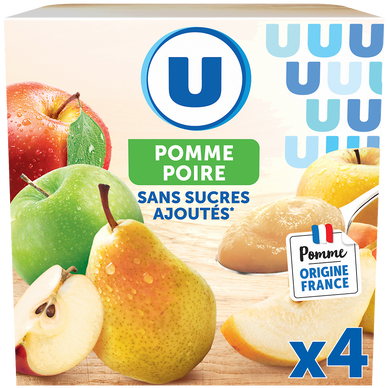 Purée de fruits aux pommes poires sans sucres ajoutés  4x100g