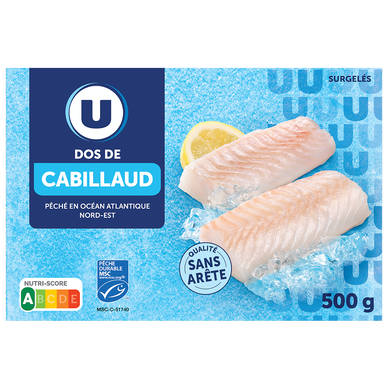 Dos de cabillaud Atlantique MSC U 500g