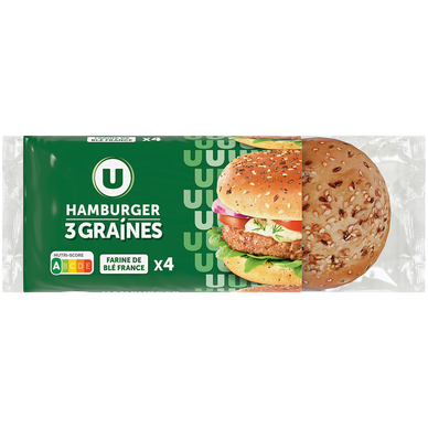 Pain burger 3 graines x4 - 300g