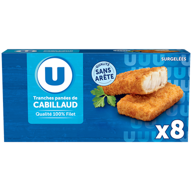 Panés de cabillaud U 8 pièces, 400g