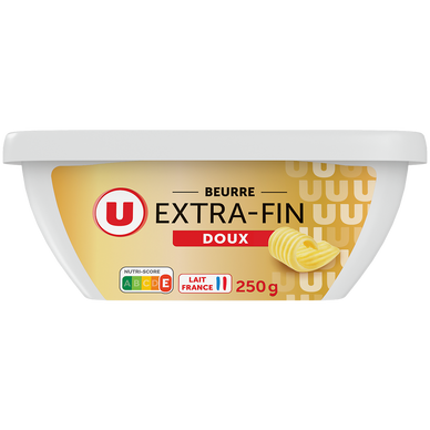 Beurre extra fin doux 82%mg, barquette 250g