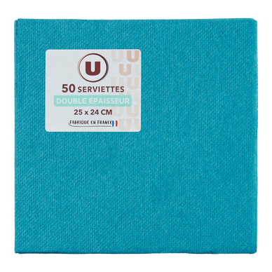 Serviette bleu canard x50 - 25x24cm