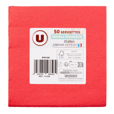 Serviette rouge - 25x24cm x50