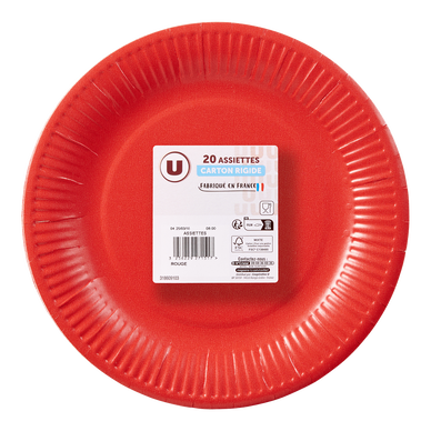 Assiette carton rouge x20 - d.23cm