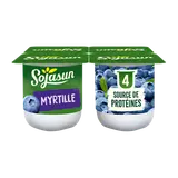 Spécialité au soja sucrée myrtilles mixés SOJASUN, 4x100g