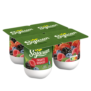 Spécialité au soja sucrée fruits rouges SOJASUN, 4x100g