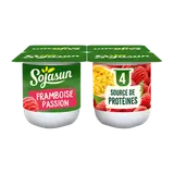 Spécialité au soja fermentée sucrée aux fruits parfum framboise passion SOJASUN, 4x100g